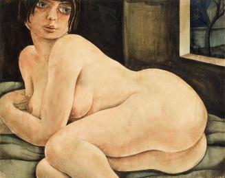 Otto Rudolf Schatz, Frauenakt, um 1930, Aquarell, Gouache auf Papier, 40,5 × 51 cm, Privatbesit ...