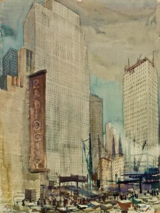 Otto Rudolf Schatz, New York, Radio City Music Hall, 1936 / 1937, Aquarell auf Papier, 64 × 49  ...