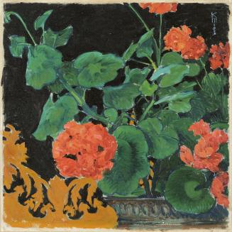 Koloman Moser, Geranien, 1909, Öl auf Leinwand, 50 x 50 cm, Wien, Privatbesitz