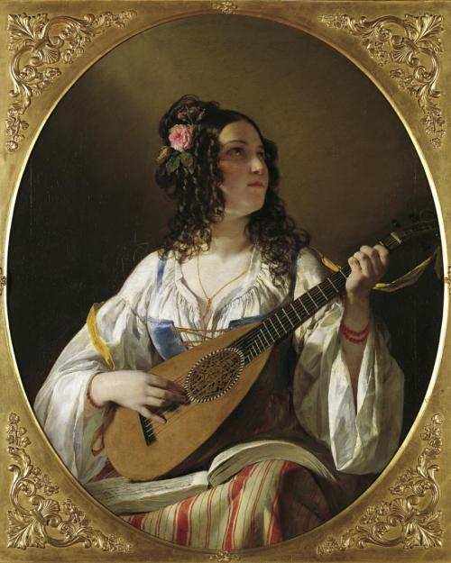 Friedrich von Amerling, Die Lautenspielerin, 1838, Öl auf Leinwand, 99 x 82 cm, Leihgabe der Ge ...