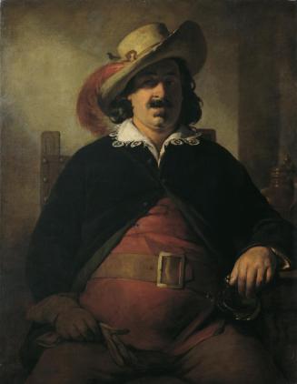 Friedrich von Amerling, Der Landschaftsmaler Ignaz Raffalt (1800–1857) als Falstaff, 1853, Öl a ...