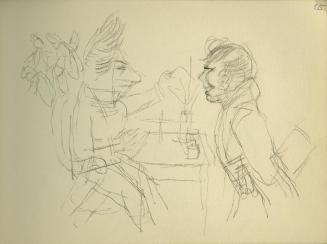 Alfred Wickenburg, Personenskizze, 1945/1950, Kohle auf Papier, 15 × 20,7 cm, Belvedere, Wien,  ...