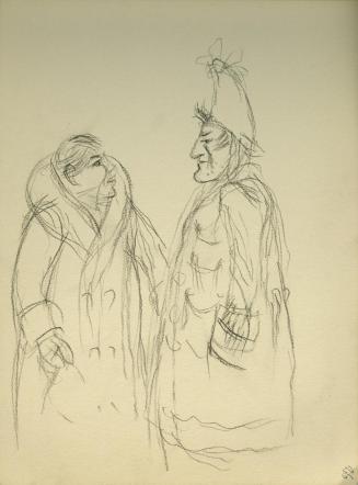 Alfred Wickenburg, Personenskizze, 1945/1950, Kohle auf Papier, 20,7 × 15 cm, Belvedere, Wien,  ...