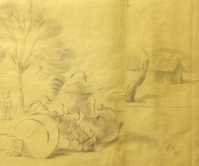 Alfred Wickenburg, Gemüse, 1948, Bleistift auf Papier, Privatbesitz