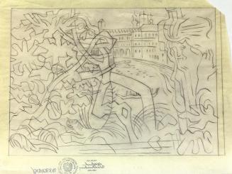 Alfred Wickenburg, Ca' d'Oro, 1953/1954, Schwarze Kreide auf Transparentpapier, Blattmaße: etwa ...