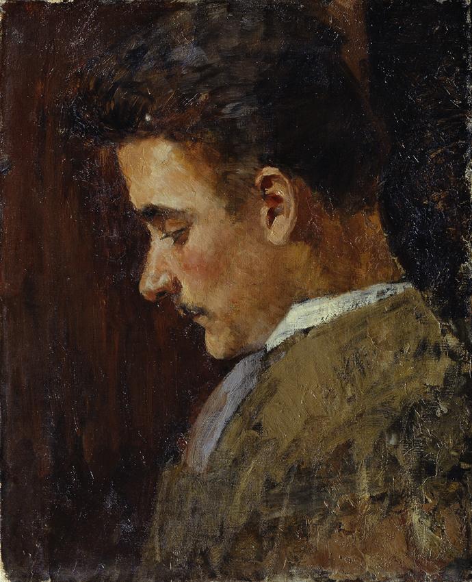 Koloman Moser, Jugendbildnis Rudolf Steindl, Schwager des Künstlers, um 1895, Öl auf Leinwand,  ...