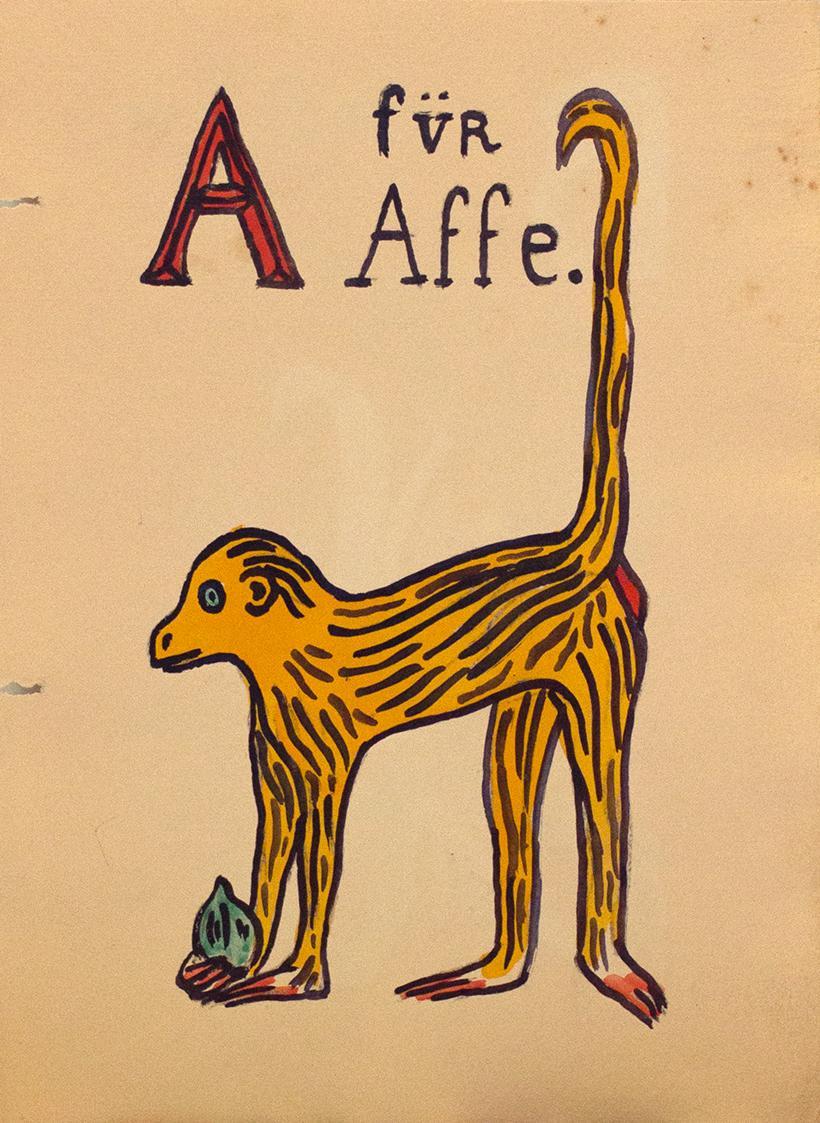 Alfred Wickenburg, Rococo Alphabet: Buchstabe A, 1919, Aquarell auf Papier, Blattmaße: 25,5 × 1 ...