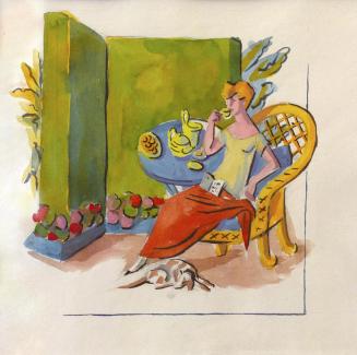 Alfred Wickenburg, Dame beim Tee im Garten, 1945, Aquarell auf Papier, Blattmaße: 31 × 30 cm, P ...