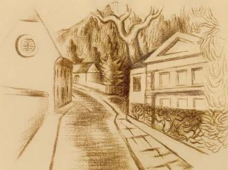 Alfred Wickenburg, Straße mit Häusern, 1935/1940, Braune Kreide auf Papier, 48,2 × 62,6 cm, Pri ...