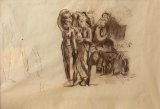 Alfred Wickenburg, Wasserträgerinnen, 1936, Braune Kreide auf Transparentpapier, 39 × 67,5 cm,  ...
