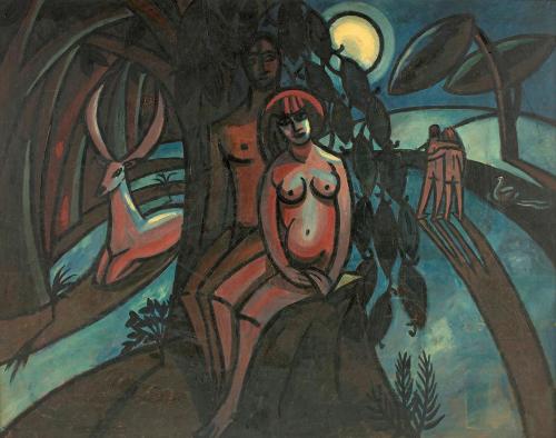 Alfred Wickenburg, Das Paradies, 1919, Öl auf Leinwand, 146,5 x 190 cm, Leihgabe aus Privatbesi ...