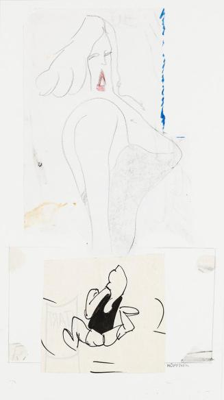 Kurt Hüpfner, Ohne Titel, 1970, Bleistift, Buntstift und Tusche auf Papier, kaschiert auf Karto ...