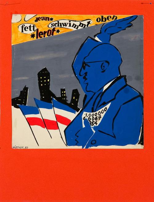 Kurt Hüpfner, Entwurf für einen Buchumschlag, 1950, Tempera auf Papier, kaschiert auf Karton, 2 ...