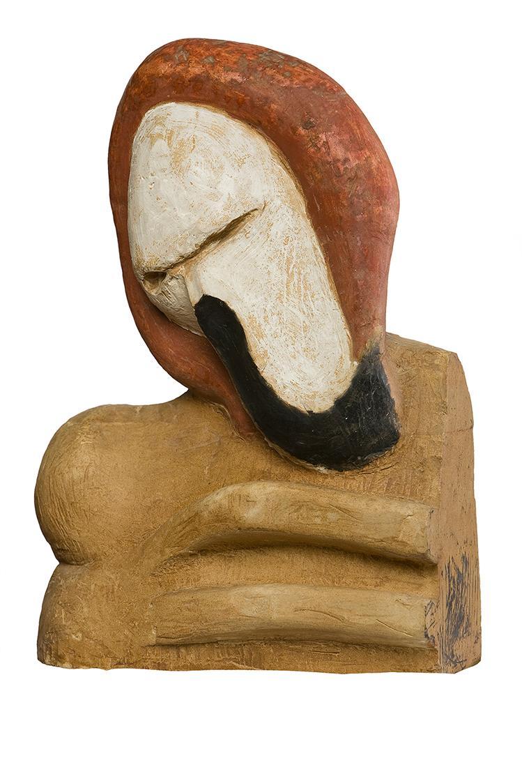 Kurt Hüpfner, Gefangener Trojaner, 1992, Gips, Pigmentfarbe, Öl, 49 × 35 × 10 cm, Privatbesitz, ...