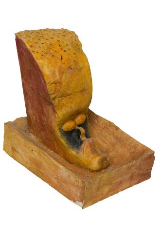 Kurt Hüpfner, Christus in der Wüste, 1997, Gips, Pigmentfarbe, Öl, 33,5 × 22 × 32 cm, Privatbes ...