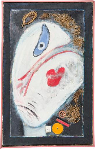Kurt Hüpfner, Ohne Titel, 1981, Acryl auf Leinwand, Seegras, Kunststoff, Papier, 66,4 × 40,8 cm ...