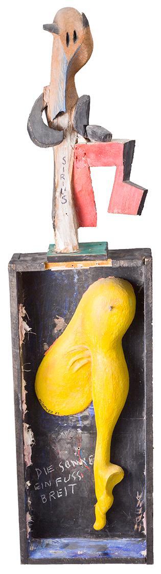 Kurt Hüpfner, Sirius, 1971, Holz, Ölfarbe, Acryl, Kreide, 110 × 28,5 × 9,5 cm, Privatbesitz, Wi ...