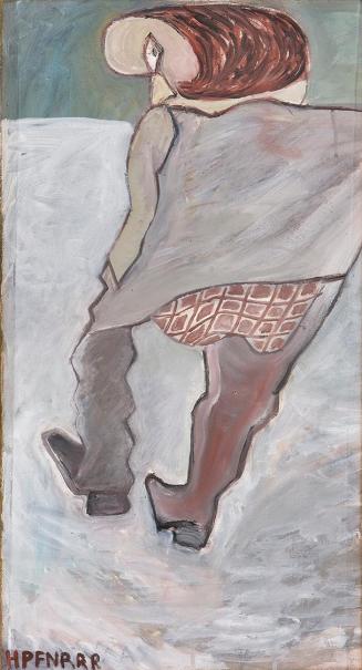 Kurt Hüpfner, Mädchen im Winter, 1995, Acryl auf Leinwand, 70,5 × 38,5 cm, Privatbesitz, Wien