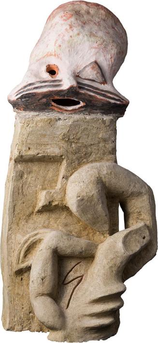Kurt Hüpfner, Totem, um 1990, Gips, Terrakotta, Engobe, 47 × 22 × 18 cm, Privatbesitz, Wien
