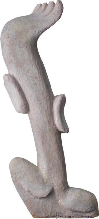 Kurt Hüpfner, Kein Vogelgezwitscher, um 1990, Holz, mit Ölfarbe bemalt, 64,5 × 25 × 7 cm, Priva ...