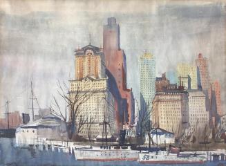 Otto Rudolf Schatz, New York, Battery Park, 1936 / 1937, Aquarell auf Papier, 44 × 62 cm, Priva ...