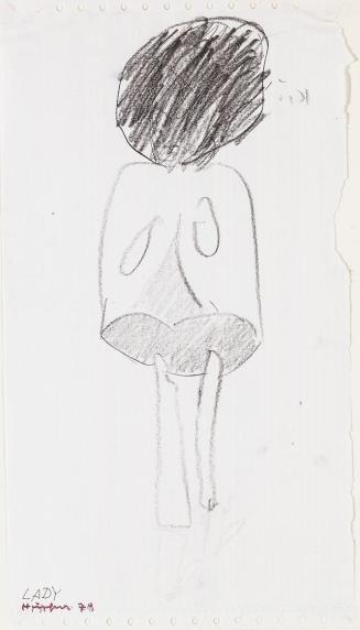 Kurt Hüpfner, Lady, 1979, Schwarze Kreide auf Papier, kaschiert auf Karton, 37,5 × 20,5 cm, Pri ...