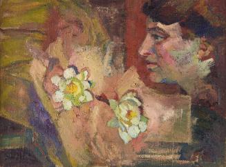 Alfred Wickenburg, Dame mit weißen Blumen, 1910, Öl auf Leinwand, 42 x 56 cm, Leihgabe aus Priv ...