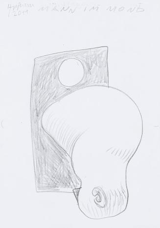 Kurt Hüpfner, Mann im Mond, 2011, Bleistift auf Papier, 29,6 × 21 cm, Privatbesitz, Wien