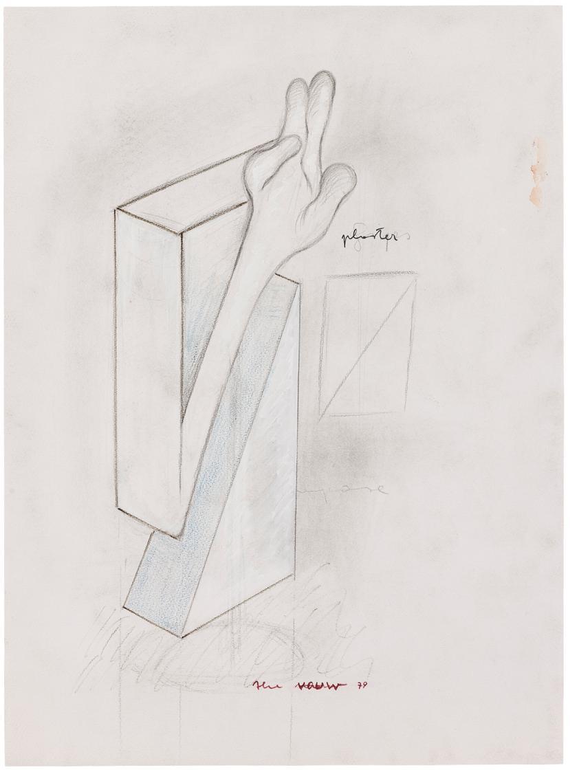 Kurt Hüpfner, Ohne Titel, 1979, Bleistift, Buntstift und Deckweiß auf Papier, 60 × 44 cm, Priva ...