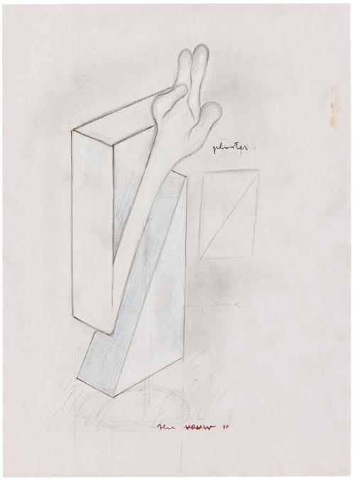 Kurt Hüpfner, Ohne Titel, 1979, Bleistift, Buntstift und Deckweiß auf Papier, 60 × 44 cm, Priva ...