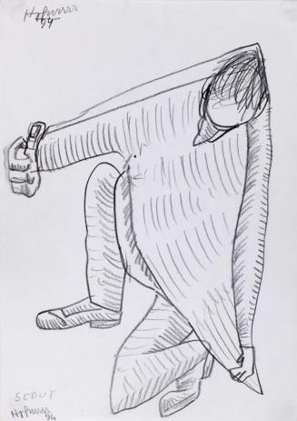 Kurt Hüpfner, Scout, 1994, Bleistift auf Papier, kaschiert auf Karton, 29,7 × 21 cm, Privatbesi ...