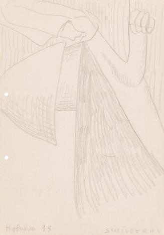 Kurt Hüpfner, Schildfrau, 1993, Bleistift auf ungebleichtem Papier, 29,7 × 21 cm, Privatbesitz, ...