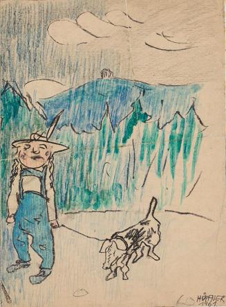 Kurt Hüpfner, Ohne Titel, 1961, Aquarell, Buntstift und Kohle auf ungebleichtem Papier, kaschie ...