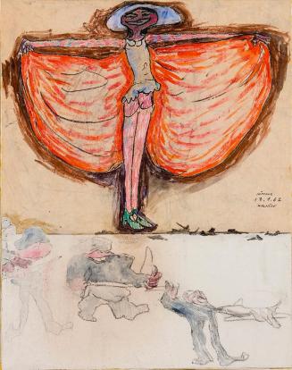 Kurt Hüpfner, Walküre, 1962, Pastell, Tinte, Ölfarbe und Aquarell auf Papier, kaschiert auf Kar ...