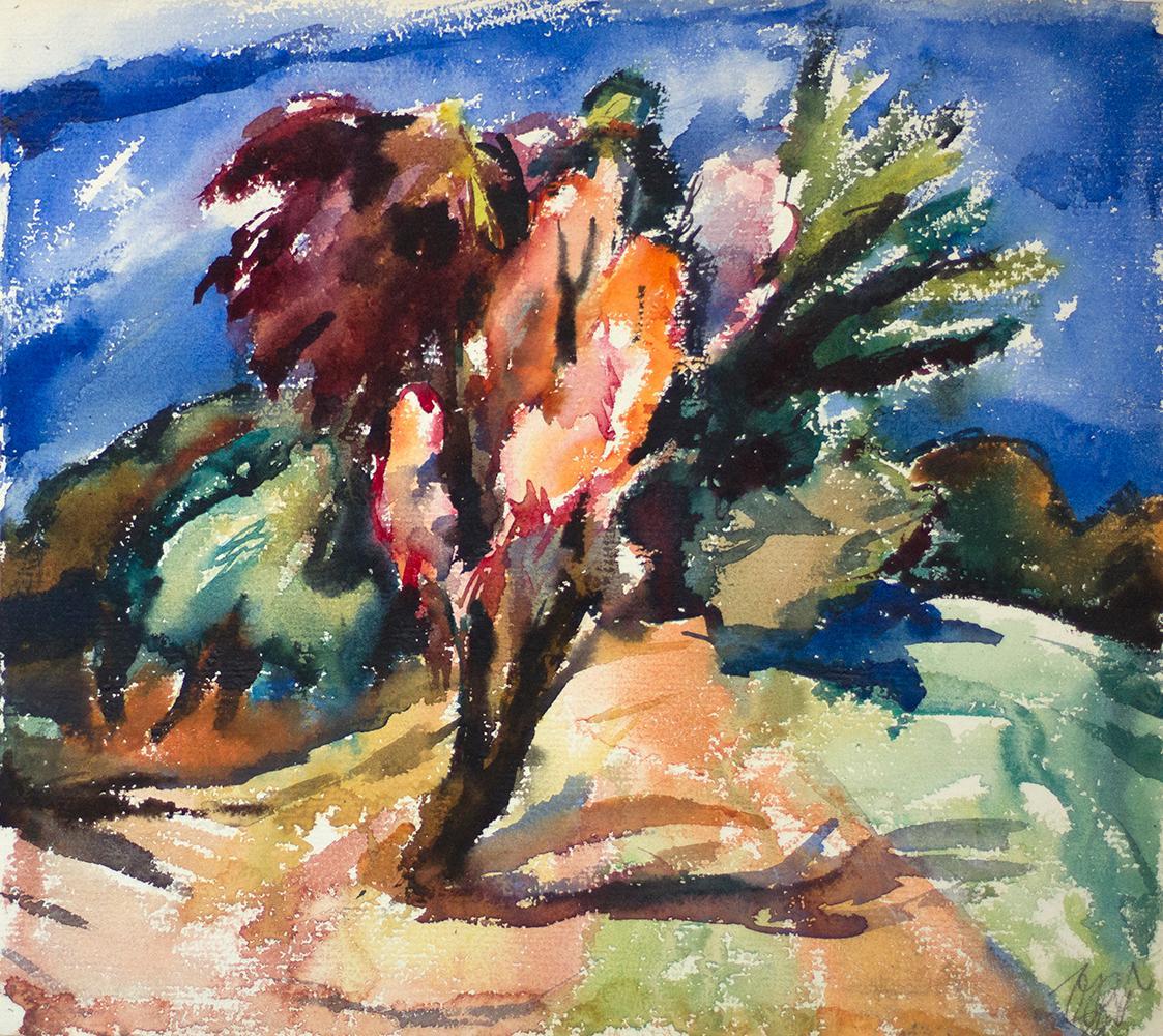 Otto Rudolf Schatz, Baum, 1924, Aquarell auf Papier, 34 × 38 cm, Privatbesitz