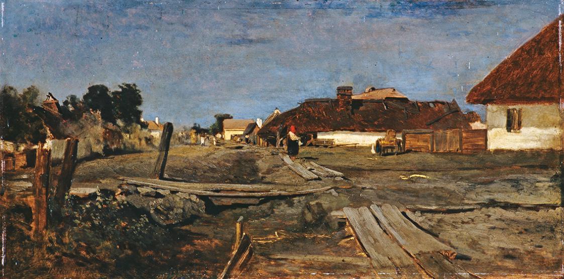 Tina Blau, Szolnok, 1873, Öl auf Holz, 29,5 × 60 cm, Städtische Galerie im Lenbachhaus und Kuns ...