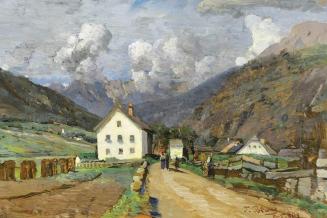Tina Blau, Das Oetztal in Tirol, 1901, Öl auf Holz, 17,7 × 26,7 cm, Privatbesitz, Courtesy Gale ...