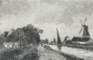 Tina Blau, Kanal in Franeker, 1908, Öl auf Karton, 17,5 × 26,5 cm, Privatbesitz, Courtesy Dorot ...