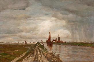 Tina Blau, Holländische Kanallandschaft, um 1875/1876, Öl auf Holz, 39,5 × 60 cm, LENTOS Kunstm ...
