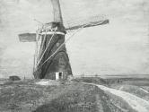 Tina Blau, Windmühle in Veere, 1906, Öl auf Holz, 28 × 36 cm, Oberösterreichisches Landesmuseum ...