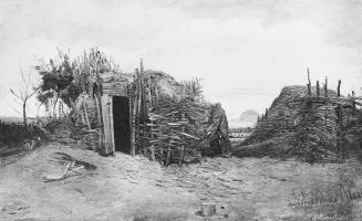 Tina Blau, Zigeunerhütten in Rosenau, 1862, Öl auf Leinwand, 30,5 × 48 cm, unbekannter Verbleib