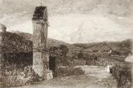 Tina Blau, Bildstock bei Dürnstein, um 1898, Öl auf Holz, 17,8 × 26,8 cm, Landesmuseum Niederös ...