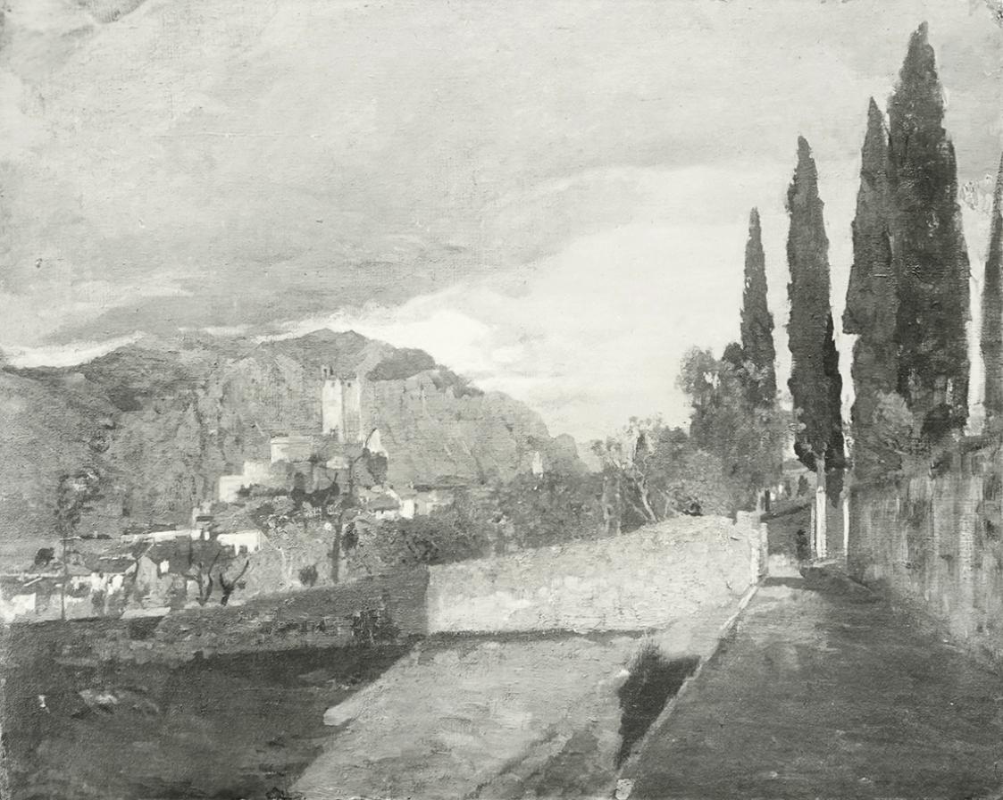 Tina Blau, Malcesine, 1894, Öl auf Leinwand, unbekannter Verbleib