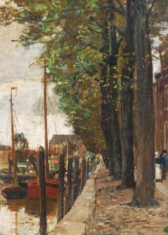 Tina Blau, Kanal in Dordrecht, 1907, Öl auf Leinwand, 39 × 28 cm, Privatbesitz, Wien