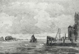 Tina Blau, Trübes Wetter. Dordrecht, 1905, Öl auf Karton, 17,5 × 26,5 cm, unbekannter Verbleib