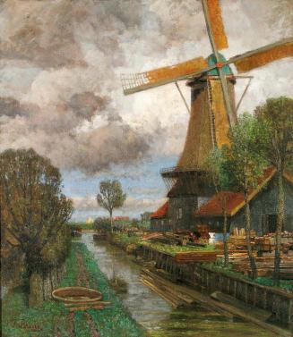 Tina Blau, An den Nordendyk. Dordrecht, 1908, Öl auf Leinwand, 84 × 73 cm, Kunsthandel Ludwig E ...