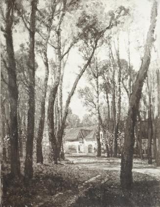 Tina Blau, Trabrennstall. Prater, 1910/1911, Öl auf Leinwand, 89 × 67 cm, Privatbesitz, New Yor ...