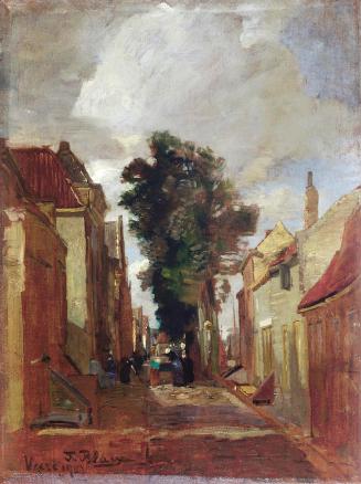 Tina Blau, Straße in Veere, 1906, Öl auf Holz, 38 × 28,5 cm, Privatbesitz, Courtesy Kunsthandel ...