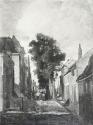 Tina Blau, Straße in Veere, 1906, Öl auf Holz, 38 × 28,5 cm, Privatbesitz, Courtesy Kunsthandel ...