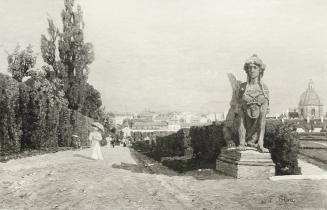 Tina Blau, Belvedere, 1895, Öl auf Leinwand, 39 × 58 cm, unbekannter Verbleib